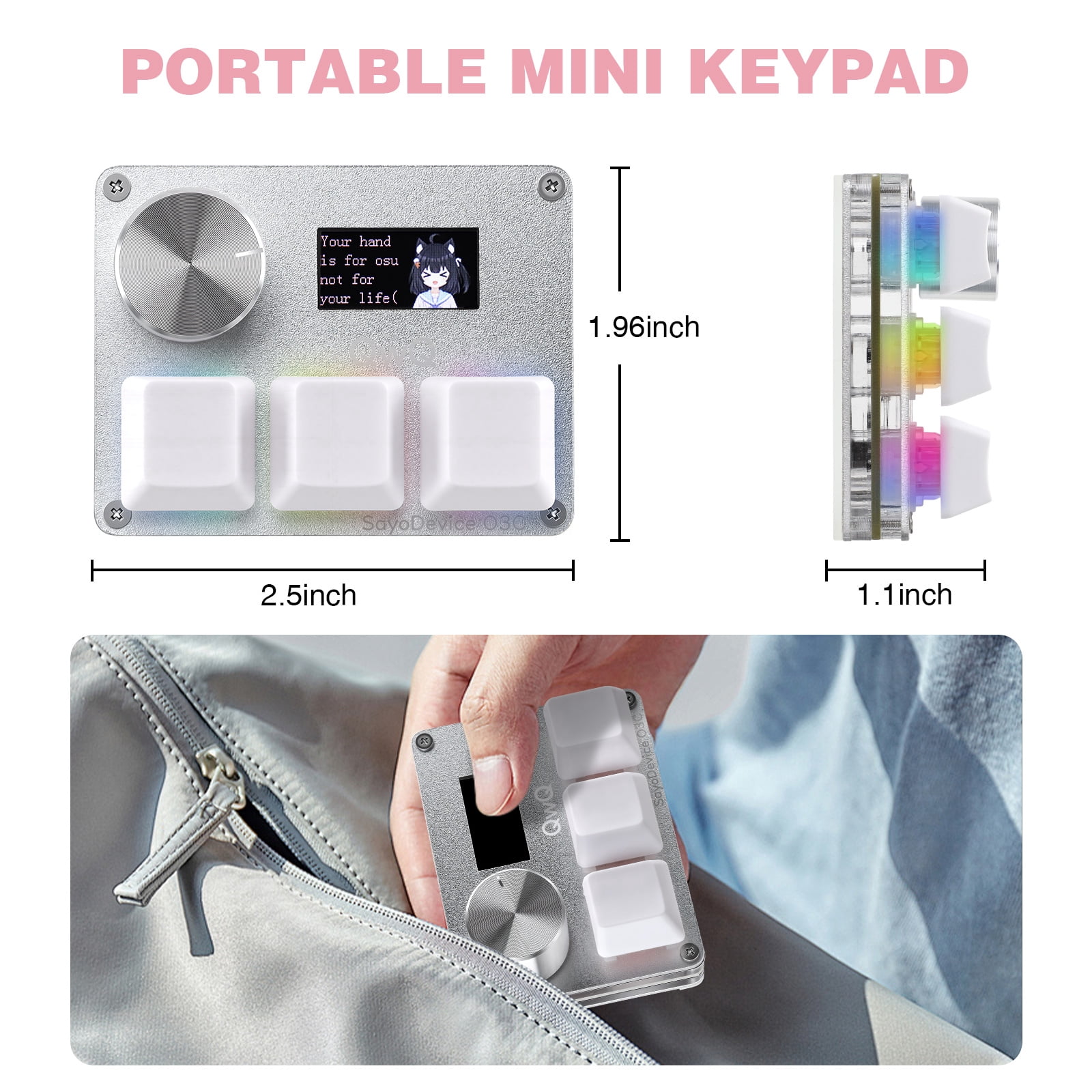 SayoDevice O3C Rapid Trigger Mini Keyboard Magnetic Switches Keyboard OSU Geometry Dash