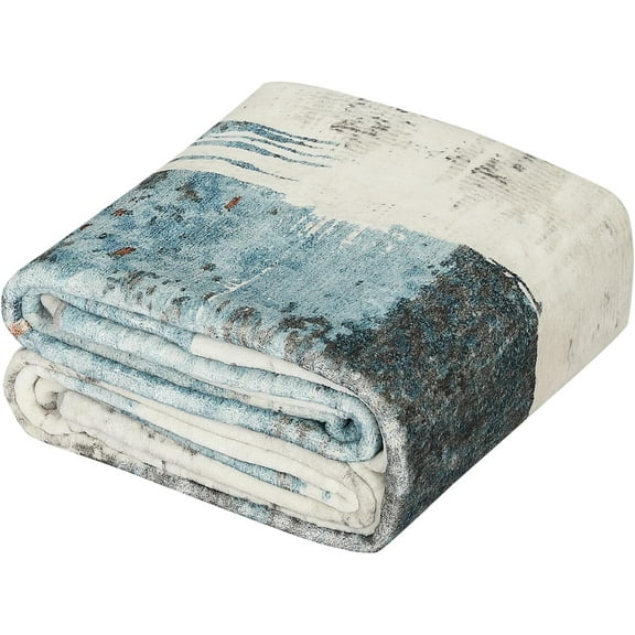 Lumiparty Modern Abstract Beige Blue Area Rug, 9x12 Stain Resistant Washable Floor Mat, Non-Shedding, Non-Slip Backing Carpet for Living Room Bedroom Dining Room Office