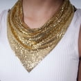 thumbnail image 2 of Metallic Sequin Bandanas Scarf Punk Metallic Neck Scarf Club Party Neckwear Rhinestone Triangle Scarf for Women Gold, 2 of 7