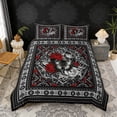 thumbnail image 2 of Erosebridal Chic Butterfly Duvet Cover Set, Bohemian Aztec Mandala Bedding Full, Black Gray Red, Black Reversible 3pcs, 1 Duvet Cover and 2 Pillowcases (No Comforter), 2 of 6