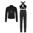 thumbnail image 3 of Alvivi Kids Girls Ice Skating Sport Outfit Long Sleeve Jacket +Tank Top + Pants Training Clothes Set Black 12, 3 of 6