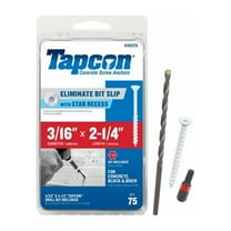 Tapcon 28372 3/16x2-1/4 White Star Drive Bugle Head Concrete Anchors 75/Box