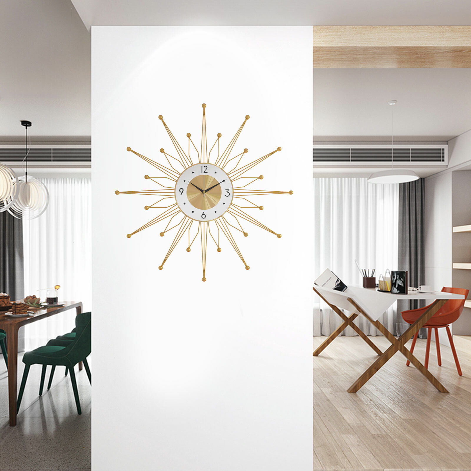 FETCOI Luxury Style Art Wall Clock Large 3D Modern Metal Clocks Home