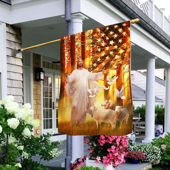 FLAGWIX American Flag - Jesus Flag Jesus American Sunset DDH2893Fv4 - House Flag (29.5" x 39.5")