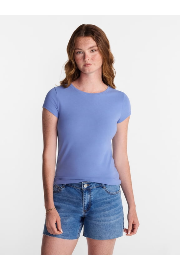 Crew Neck Tee with Short Sleeves, 1 or 3-Pack, Womens