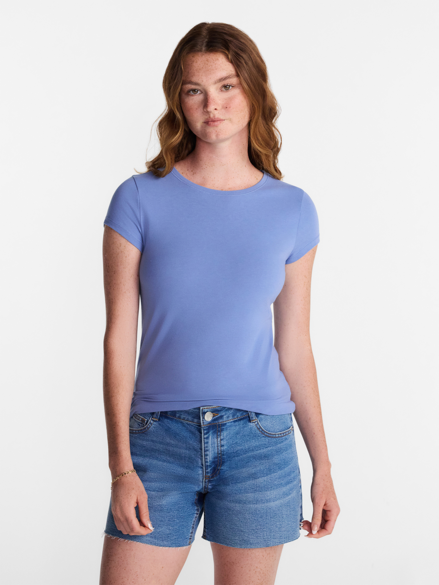 No Boundaries Crew Neck Tee with Short Sleeves, 1 or 3-Pack, Women’s