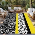 thumbnail image 2 of Black Yellow Outdoor Rug 3x5 Ft - Reversible Patio Rug Outdoor Camping Rugs, Garden Floral Stripe Aesthetic Flower Boho Indoor Outdoor Area Rugs, Non-Slip Outdoor Carpet Runner for Deck/Porch, 2 of 8