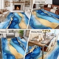 thumbnail image 6 of Blue Marble Washable Living Room Rugs 6'x9', Abstract Ocean Waves Gold Stripes Modern Low Pile Throw Large Area Rug Non-Slip Sturdy Edge Binding Carpet for Dining Room Kitchen Office, 6 of 9
