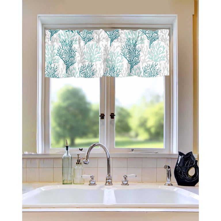 Aloha Tiki Pattern Short Curtain With Valance – 54x18 Inch, Peach Skin Velvet, Kitchen Bathroom Decor 2 thumbnail image