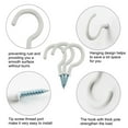 thumbnail image 5 of 20pcs Cup Hooks 2 Inch Vinyl Coated Screw-in Ceiling Wall Mount Hooks Perfect for Indoor Outdoor Hanger White, 5 of 7