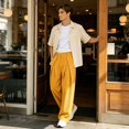 thumbnail image 5 of HBDesign Mens Summer Seersucker Wide Leg Pants Casual Breathable Comfort Trousers, 5 of 6