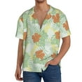 thumbnail image 3 of Honeii 's Tropical Flowers for men's short-sleeved button-up collared shirt featuring a pocket, perfect for beach vacations, and travel adventures., 3 of 5