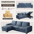 thumbnail image 6 of INGALIK 100" Sectional Sofa with Storage Chaise, Oversized L-Shaped Couch, Large Modern Chenille Sofa 3 Seat with Removable Cushion Covers USB Type-C Ports for Living Room (Blue), 6 of 12