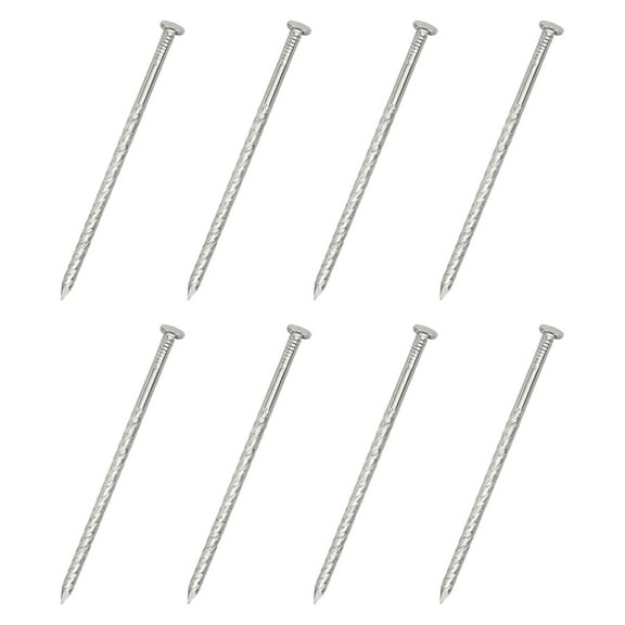 Uxcell 8 Pack Fence Deck Nails, 5 Inch 304 Stainless Steel Spiral Deck Nail Spiral Shank Spikes for House Floor Repairing Wall Woodworking, Silver