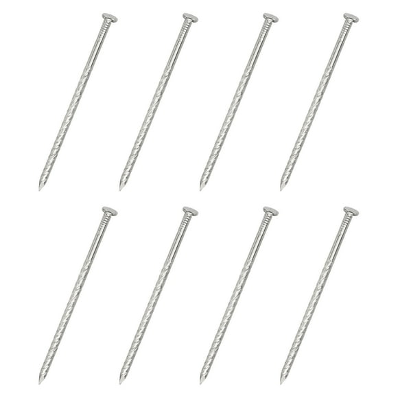 Uxcell 8 Paquete de Clavos para Cercas, 5 Pulgadas Clavo en Espiral de Acero Inoxidable 304 para Reparación de Pisos de Casa, Carpintería de Madera, Plata
