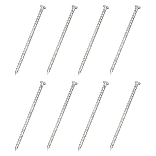 Uxcell 8 Paquete de Clavos para Cercas, 5 Pulgadas Clavo en Espiral de Acero Inoxidable 304 para Reparación de Pisos de Casa, Carpintería de Madera, Plata