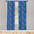 thumbnail image 3 of Ambesonne Floral Curtains, Blooming Lilies and Phloxes, Pair of 28"x95", Azure Blue Multicolor, 3 of 5