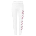 thumbnail image 4 of Lroveb Breast Cancer Awareness Leggings for Women Pink Ribbon Womens Print High Waisted Stretch Yoga Leggings White, 4 of 4