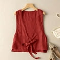 thumbnail image 5 of Women Vests Cotton Linen Sleeveless V Neck Button Open Front Polyester Spring Summer Casual Wear, 5 of 5