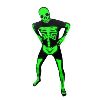 glow skeleton morphsuit fancy dress costume - size xxlarge - 63-65 (190cm-195cm)