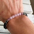 thumbnail image 3 of Pulsera de turmalina negra, hematita, cuarzo rosa y lepidolita, curación, depresión, ansiedad, protección, pulsera Empath, 3 of 4
