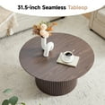 thumbnail image 4 of YOCWO 31.5" Small Round Coffee Table for Small Apartment Living Room, Modern Walnut Coffee Table with Fluted Drum, 4 of 7