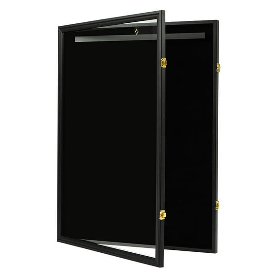 Wall Mounted Jersey Display Frame Case Lockable Sports Memorabilia Storage Box 32" Black – UV Protection, Dustproof, Secure Rack for Basketball, Football, Soccer, Hockey Jerseys