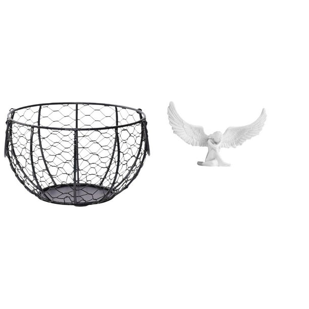 Cesta de huevos,Cesta multiusos para huevos,cesta tejida de alambre de hierro,Cesta de almacenamiento de alambre para huevos Cesta de almacenamiento portátil,Escultura de ángel,Estatua de