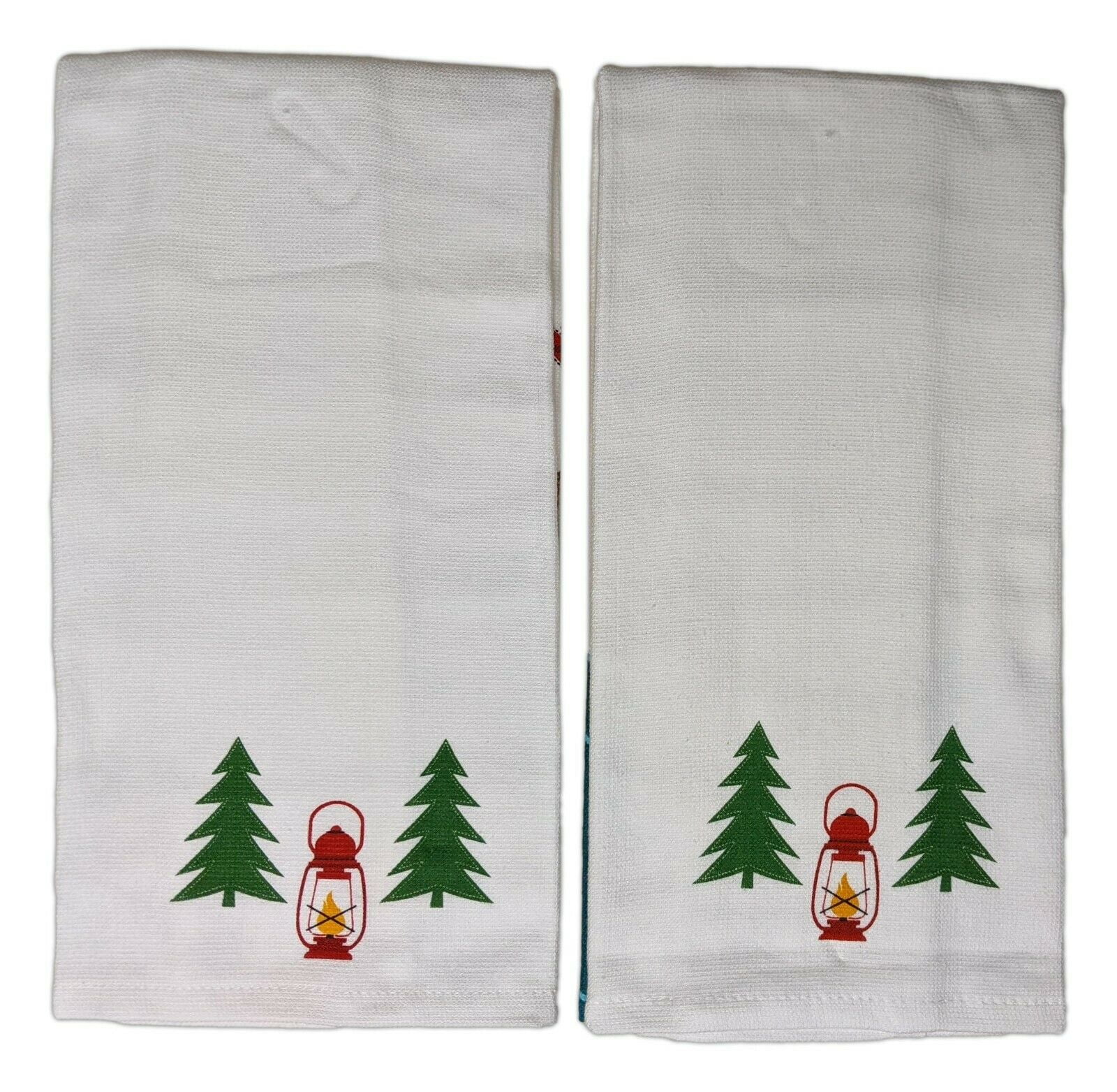 New! Woodland Forest Moose Dish Towels Terry Cotton Kitchen Dish Towels SET  of 2
