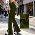 thumbnail image 4 of ZHYou No Boundarie Women's High Waist Flare Yoga Pants Side Stripe Split Stretchy Slim Athletic Bootcut Trousers,Army Green,Size S, 4 of 5
