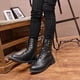 thumbnail image 4 of Botas de tobillo de motocicleta punk retro para hombre con cordones zapatos de combate, 4 of 5