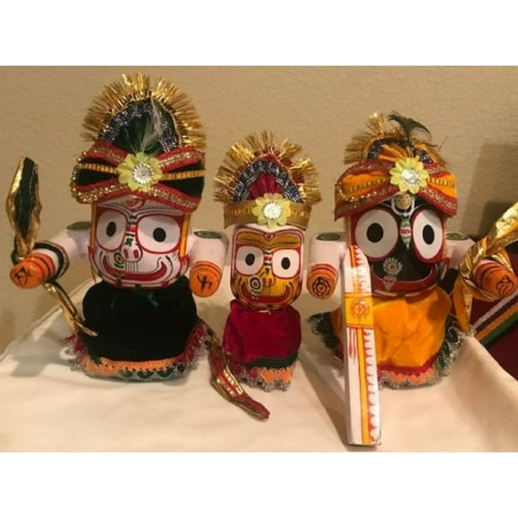 Jagannatha Baladeva Subhadra Deities 8 inches Mango Wood (JBSN825)