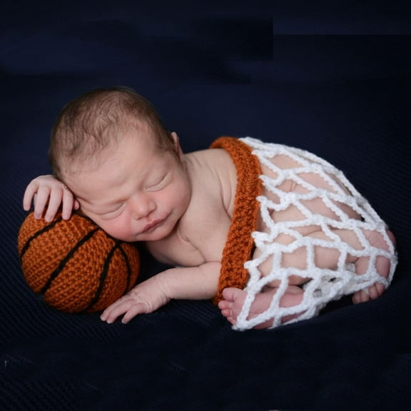 Knitted Newborn Photography Basketball Costume Photo Photography Crochet Wrap Hat Outfits Costume