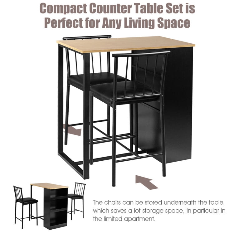 Finihen Dining Set, Dining Table Set, 3 Piece Counter Height Pub, for Home, Restaurant, Natural Finihen Dining Set, Dining Table Set, 3 Piece Counter Height Pub, for Home, Restaurant, Natural