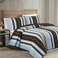 thumbnail image 2 of 100% Cotton Real Patchwork Reversible Quilt Bedding Set 3 Piece King Beige Patchwork Classic Tartan Denim Plaid Grid Farmhouse Rustic Coverlet Bedspread, 2 of 7