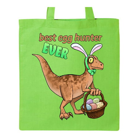 Best Egg Hunter Ever Easter dinosaur Tote Bag Lime Green One (Best Big Green Egg Accessories)
