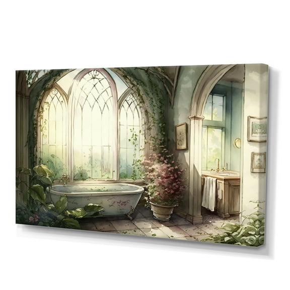 Designart Victorian Bathroom II Canvas Wall Art