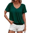 thumbnail image 1 of Camisetas Casuales de Verano para Mujer, Camisetas de Corta con Cuello en V, Camisetas Verde Tinta L, 1 of 7
