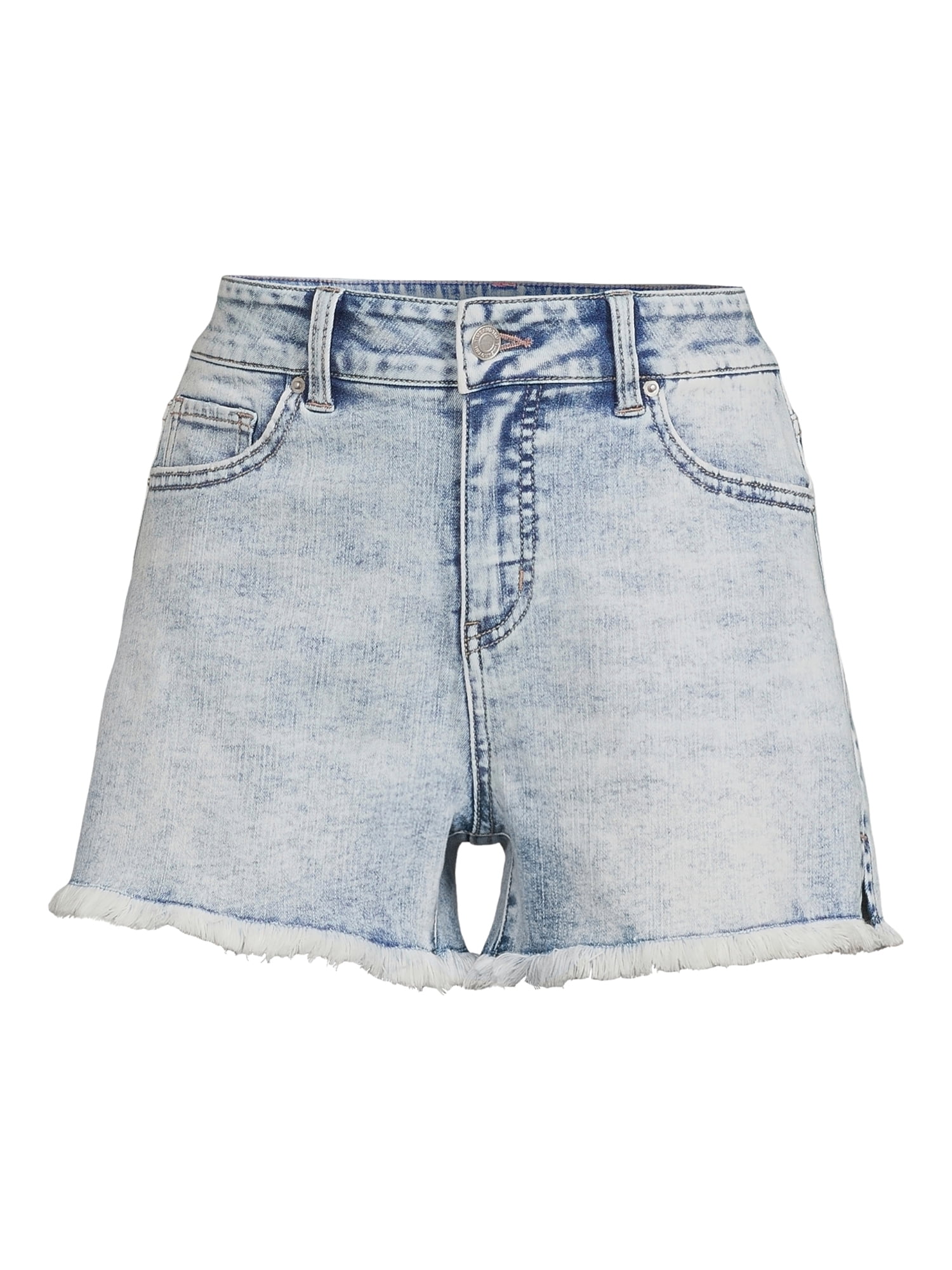 Time and Tru Women's High Rise Frayed Hem Denim Short