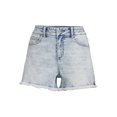thumbnail image 3 of Time and Tru Women's High Rise Frayed Hem Denim Short, 3 of 5