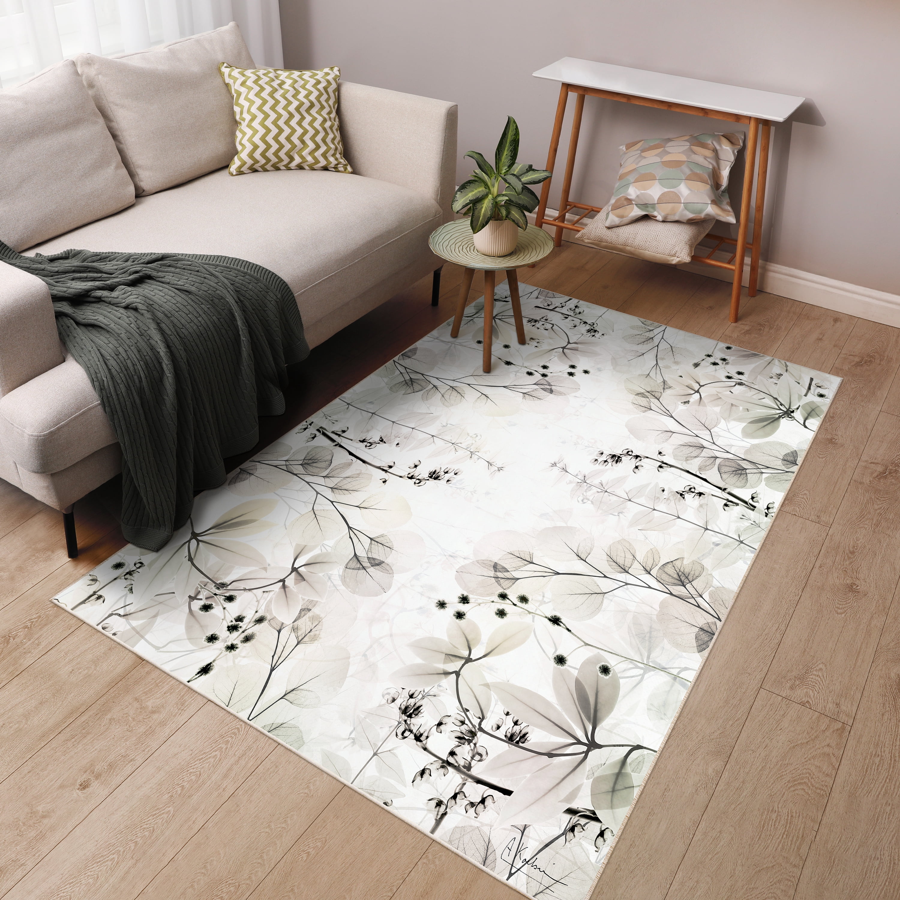 Miracles Of Love Washable Flowers Art Area Rug size 5'x8', Power-loomed, Heavenly Softness with Non-Slipping Backing