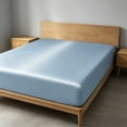 thumbnail image 4 of Kadlawus Summer Double Bed Fitted Sheet 200x220cm, Cooling Ice Silk Polyester Mattress Protector, Non Slip Elasticized Bottom for Secure Coverage, Soft Breathable Fibers for Sleeping Naked, 4 of 6