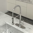 thumbnail image 4 of Logmey Put Down Kitchen Faucet High Arch 360° Rotation Single Handle Brushed Nickel Kitchen Sink Faucet with Deck, 4 of 7