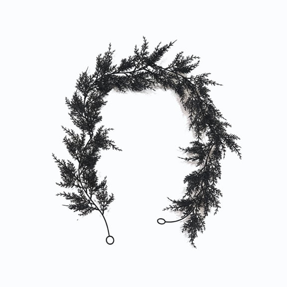 Qndoxp Artificial Black Cedar Vine Garland Foliage Ornament Faux Pines Indoor Mantel Wall Table Porch Home Holiday Party Vines Decor