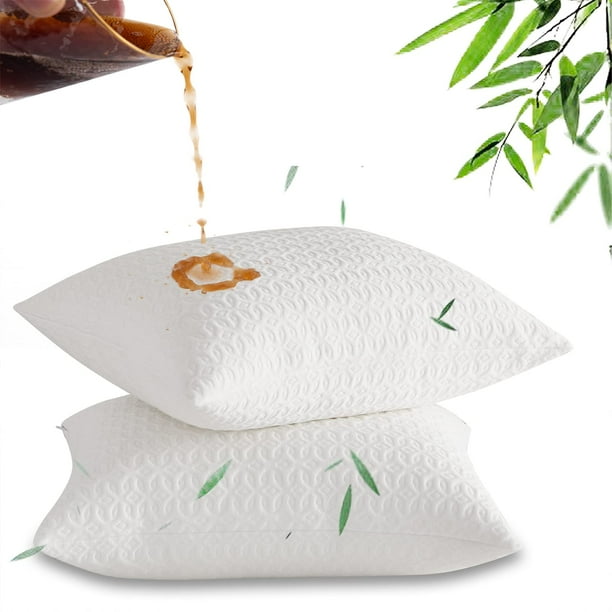 IMBLOO Waterproof Pillow Protector with Zipper, Bamboo Pillow Covers