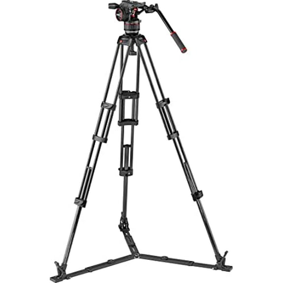 Manfrotto Nitrotech N8 Head & Carbon Fiber Twin Leg Video Tripod Kit, Ground Spreader, 100/75mm Bowl