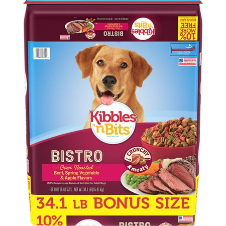 Kibbles 'N Bits Bistro Oven Roasted Beef, Spring Vegetable & Apple Flavor Dog Food, (Best Dry Kibble Dog Food)