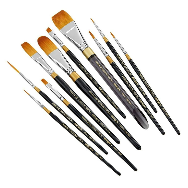 Art 12 Pcs Detail Paint Brushes, Golden Synthetic Hair, High