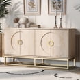 thumbnail image 2 of TUANLUO Beige 4-Doors Accent Cabinet with Gold Metal Legs, Entryway Cabinet with Adjustable Shelves, Modern Storage Cabinet, Wood Accent Cabinet Furniture for Living Room Kitchen Dining Room, 2 of 10