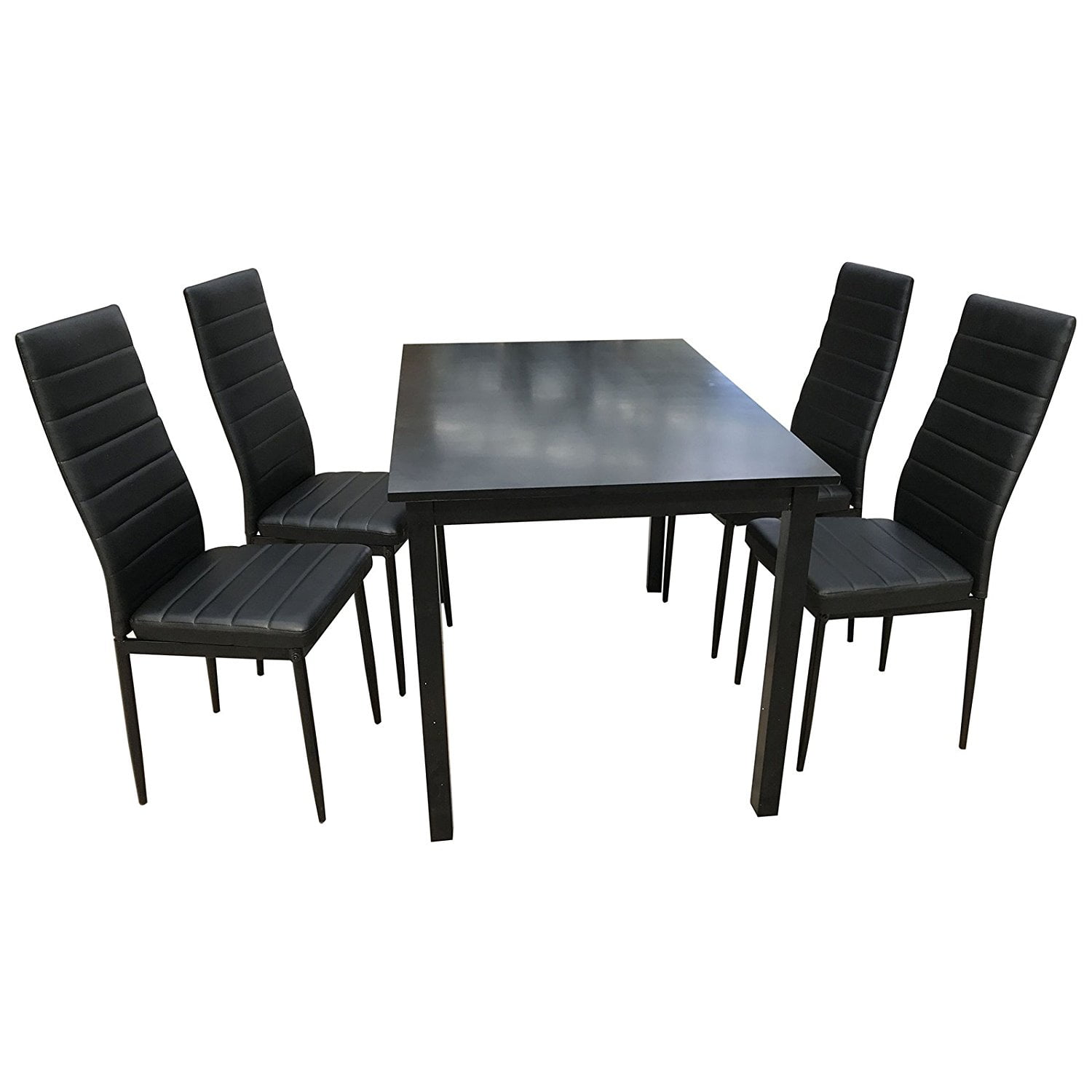 Uenjoy 5 Piece Wood Dining Table Set 4 PU Chairs Kitchen Room Breakfast